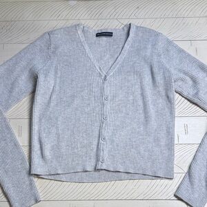 Brandy Melville Light Gray Ribbed Cardigan